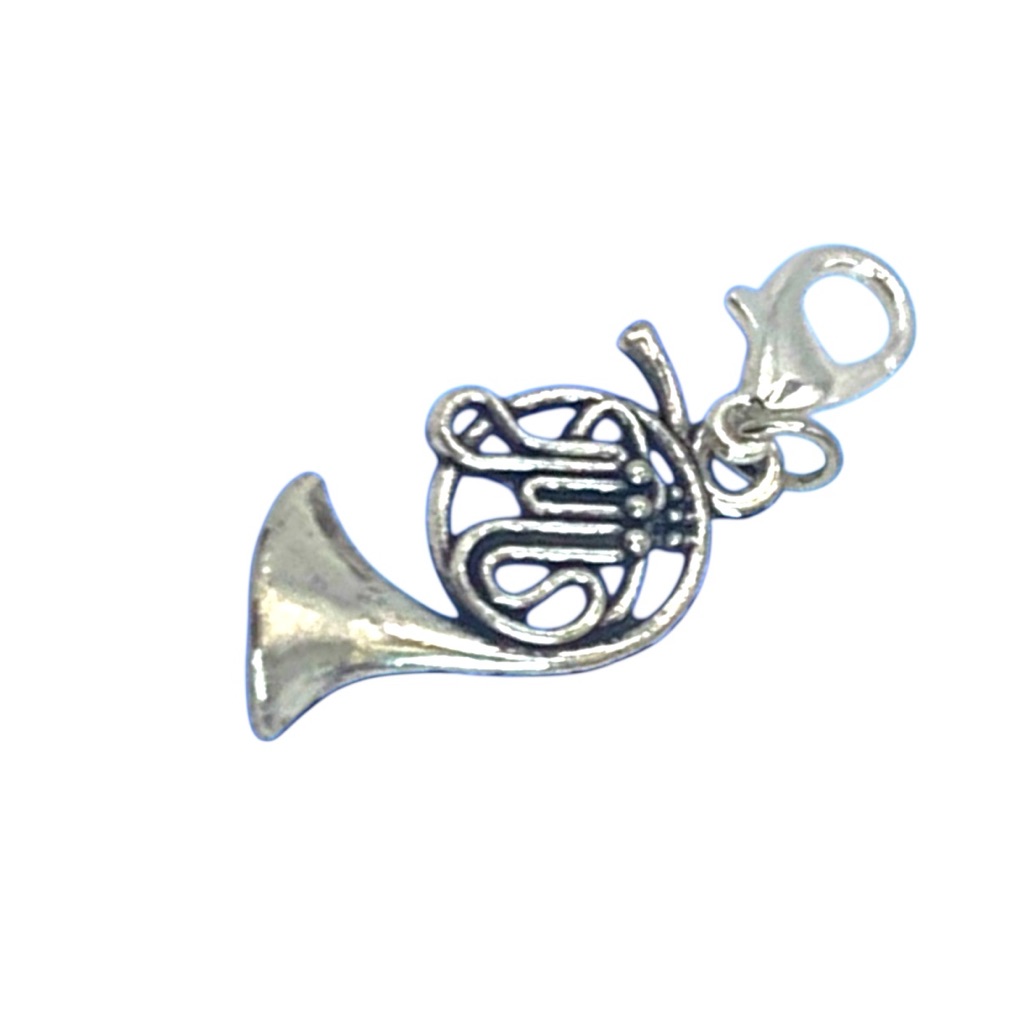 French Horn Silver Keychain, Bag, Backpack Charm